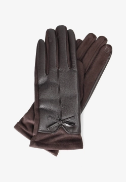RĘKAWICZKI DAMSKIE Z MIĘKKIEJ SKÓRY EKOLOGICZNEJ I MATERIAŁU DIANA & CO DND8635