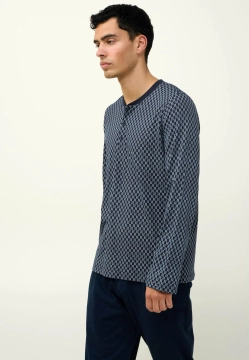 PIŻAMA MĘSKA Z BAWEŁNY ZAPINANA NA GUZIKI VAMP 23670