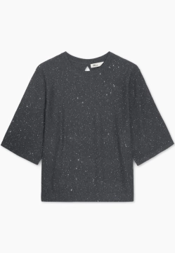 SWETER DAMSKI Z KRÓTKIM RĘKAWEM OZDOBIONY DROBNYMI CEKINAMI YERSE 43668