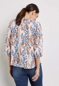 LNIANA BLUZKA DAMSKA Z MARSZCZONYM DEKOLTEM GERRY WEBER 260064-66229