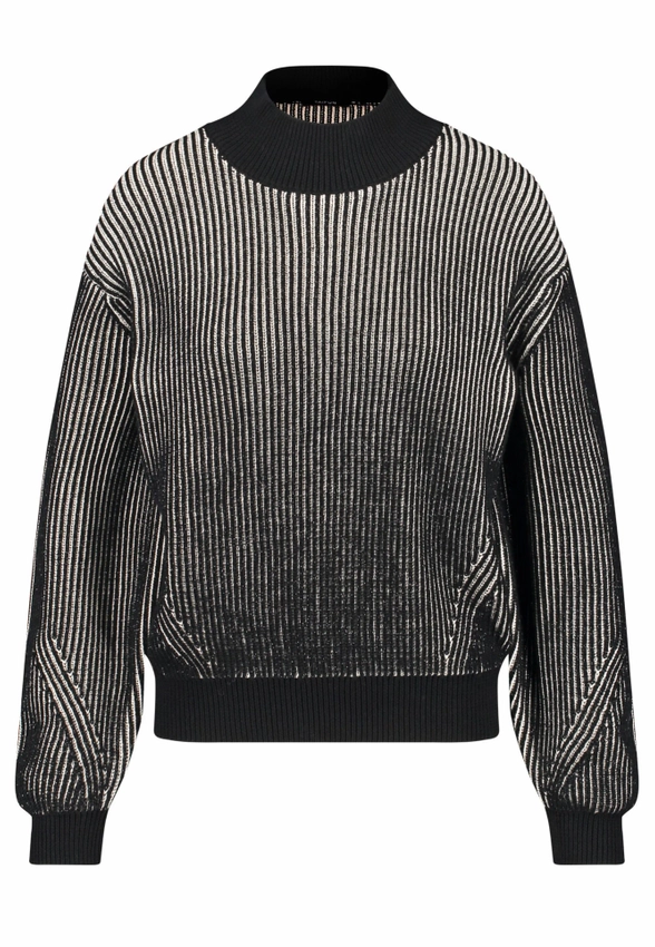 PÓŁGOLF DAMSKI Z PRĄŻKOWANEJ DZIANINY O BŁYSZCZĄCYM EFEKCIE TAIFUN 472435-15411