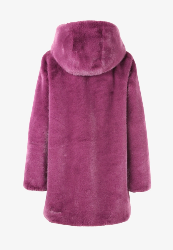 PŁASZCZ DAMSKI ZE SZTUCZNEGO FUTERKA Z KAPTUREM CENSURED CW1881 FRN5