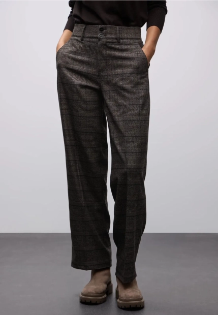 SPODNIE DAMSKIE Z DOMIESZKĄ WISKOZY W KRATĘ STREET ONE 4 QR380089