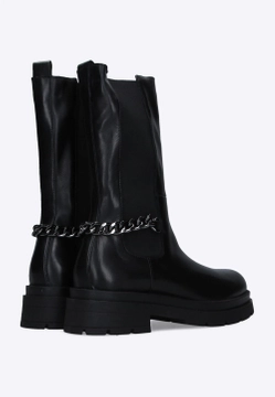 WYSOKIE BOTKI DAMSKIE SKÓRZANE OZDOBIONE ŁAŃCUSZKIEM QUEEN HELENA SHOES QH22S278