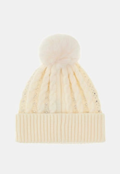 CZAPKA DAMSKA Z POMPONEM OZDOBIONA CYRKONIAMI GUESS AW5385 POL01