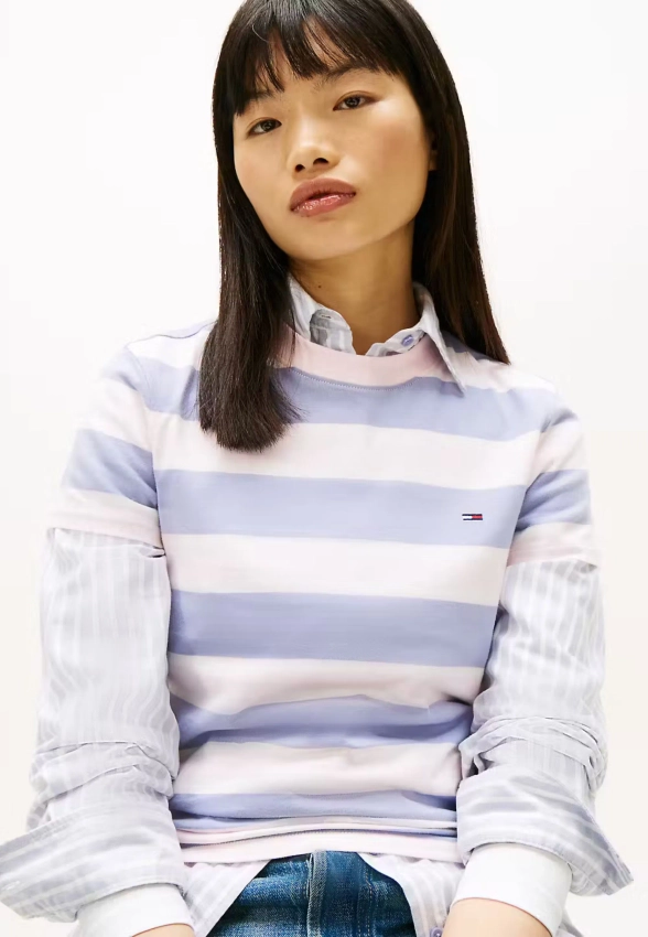 T-SHIRT DAMSKI Z KTÓTKIM RĘKAWEM W PASY TOMMY JEANS DW0DW21834