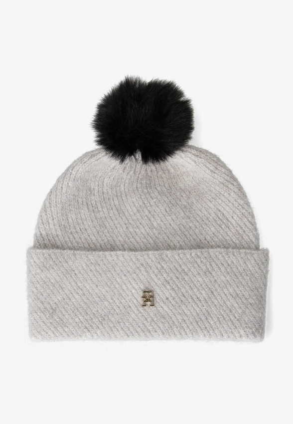 CZAPKA DAMSKA Z WYMIENNYM POMPONEM Z DOMIESZKĄ WEŁNY I ALPAKI TOMMY HILFIGER AW0AW17992