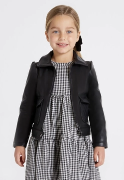 KURTKA DZIEWCZĘCA ZE SKÓRY EKOLOGICZNEJ Z KIESZENIAMI MAYORAL 4481