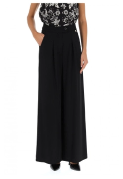 SZEROKIE SPODNIE DAMSKIE Z ZAKŁADKAMI EKS EKS3075