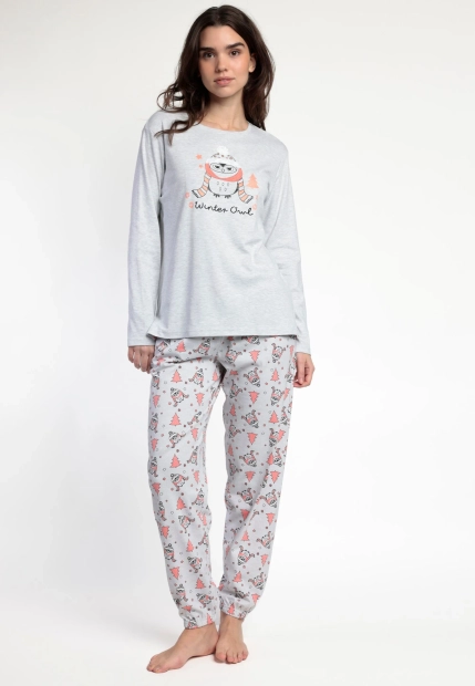 BAWEŁNIANA PIŻAMA DAMSKA Z DŁUGIM RĘKAWEM ADMAS 63592