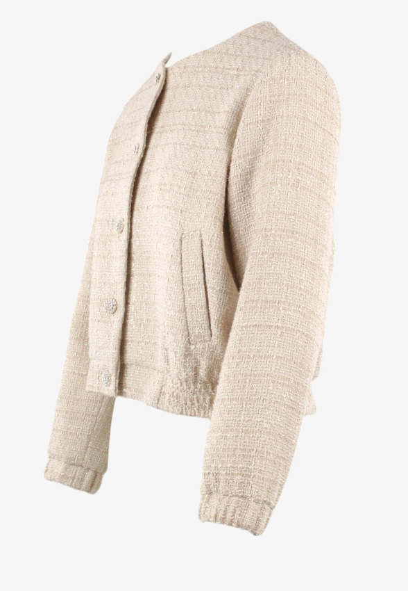 MARYNARKA DAMSKA TYPU BOMBERKA ZE STRUKTURALNEJ TKANINY Z POŁYSKUJACĄ NITKĄ ZAPS ALCAMO