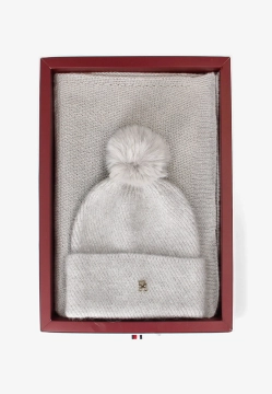 KOMPLET DAMSKI CZAPKA I SZLIK Z DOMIESZKĄ WEŁNY I ALPAKI TOMMY HILFIGER AW0AW17995C