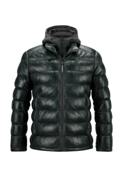 PIKOWANA SKÓRZNANA KURTKA MĘSKA Z ODPINANYM KAPTUREM MILESTONE 531019 21360