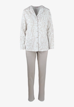 BAWEŁNIANA PIŻAMA DAMSKA Z DŁUGIM RĘKAWEM ZAPINANA NA GUZIKI LINCLALOR 75300