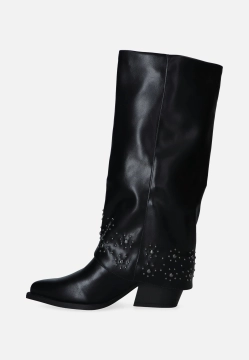 KOZAKI KOWBOJKI DAMSKIE ZE SKÓRY EKOLOGICZNEJ Z OZDOBNĄ CHOLEWKĄ CLYO H2515Y 19
