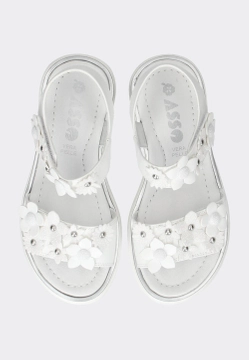 SANDAŁY DZIEWCZĘCE OZDOBIONE KWIATUSZKAMI ASSO AG14820A