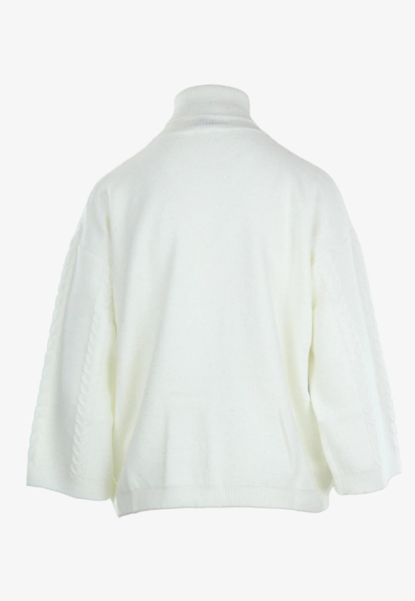 GOLF DAMSKI OZDOBIONY CEKINAMI W WARKOCZOWY WZÓR Z DOMIESZKĄ WEŁNY EMME MARELLA LIDO