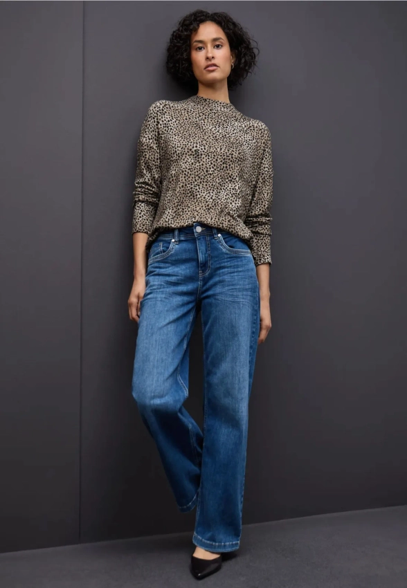 SWETER DAMSKI W PANTERKĘ Z WISKOZY STREET ONE 4 QR324183