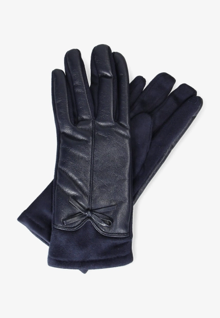 RĘKAWICZKI DAMSKIE Z MIĘKKIEJ SKÓRY EKOLOGICZNEJ I MATERIAŁU DIANA & CO DND8635