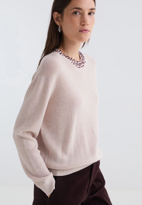 SWETER DAMSKI Z OZDOBNYM DEKOLTEM YERSE 43656