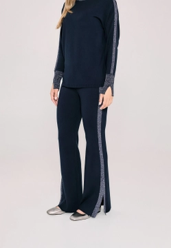 SPODNIE-DZWONY DAMSKIE Z BŁYSZCZĄCYM LAMPASEM ANCORA EBRO