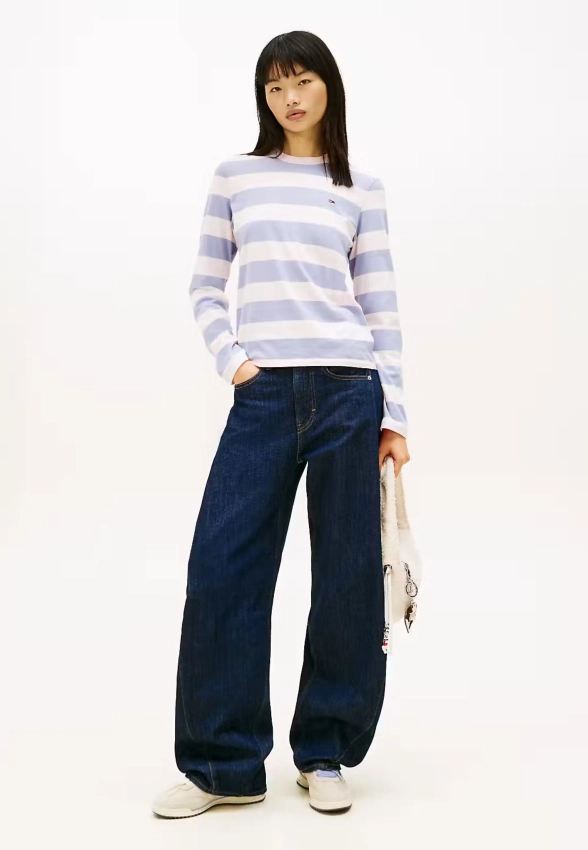 T-SHIRT DAMSKI Z DŁUGIM RĘKAWEM W PASY TOMMY JEANS DW0DW21835