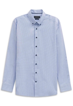 KOSZULA MĘSKA Z DŁUGIM RĘKAWEM W DROBNĄ KRATĘ BUGATTI 9350 88407D