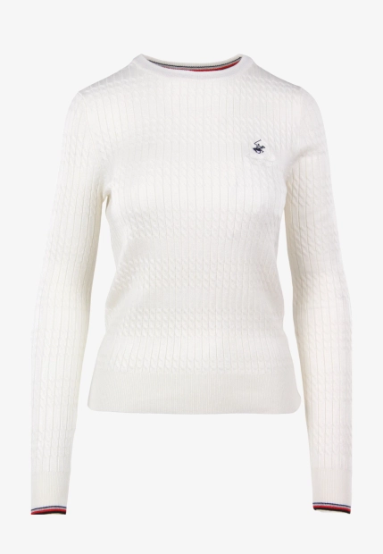 SWETER DAMSKI Z WARKOCZOWYM SPLOTEM BEVERLY HILLS POLO CLUB M537390