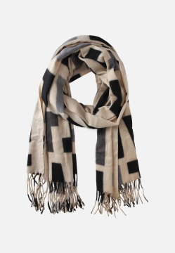 SZAL DAMSKI Z GEOMETRYCZNYM WZOREM I FRĘDZLAMI COVERI COLLECTION 252701