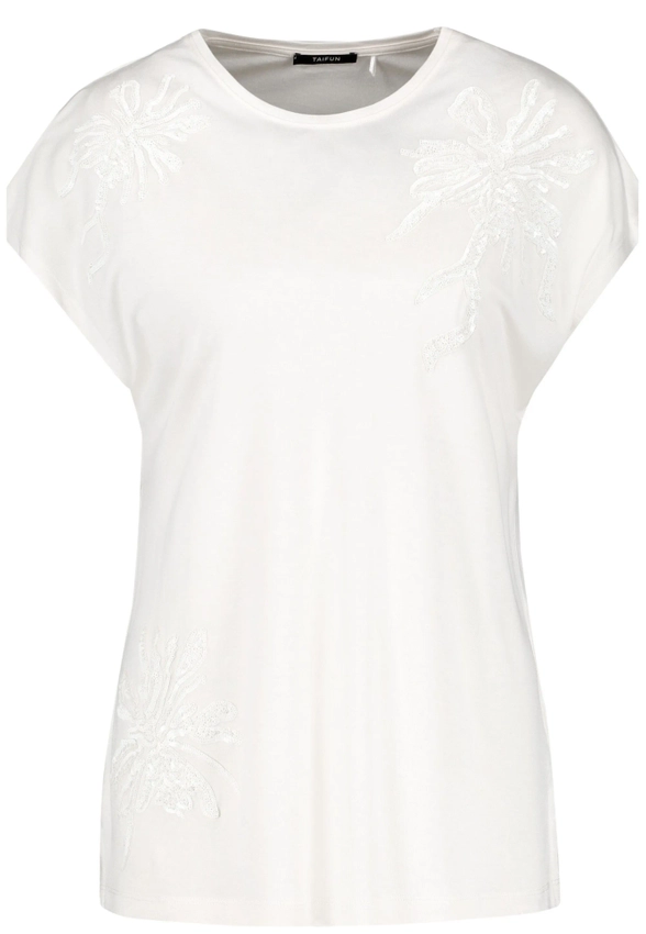 T-SHIRT DAMSKI Z CEKINOWĄ OZDOBĄ TAIFUN 571339-16138