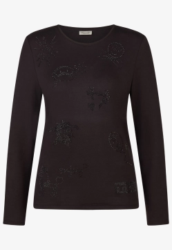 T-SHIRT DAMSKI Z WISKOZY Z DŁUGIM RĘKAWEM ORAZ APLIKACJĄ Z KRYSZTAŁKÓW BARBARA LEBEK 37660052