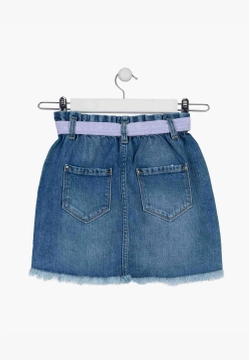 SPÓDNICA JEANSOWA DZIEWCZĘCA Z OZDOBNYM MATERIAŁOWYM PASKIEM LOSAN 51004477