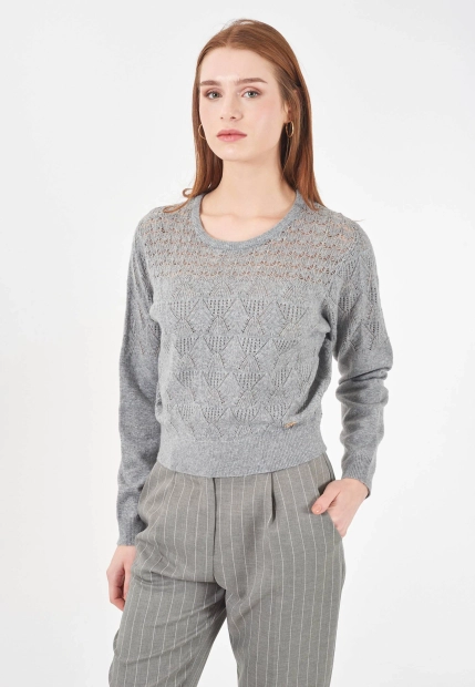 AŻUROWY SWETER DAMSKI YES ZEE M018 IQ00