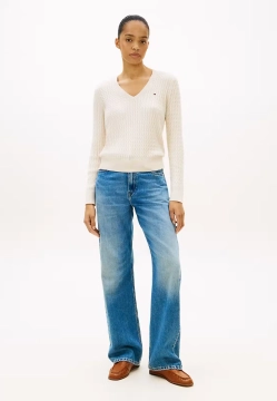 SWETER DAMSKI V Z WARKOCZOWYM SPLOTEM TOMMY HILFIGER WW0WW44987