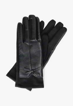 RĘKAWICZKI DAMSKIE Z MIĘKKIEJ SKÓRY EKOLOGICZNEJ I MATERIAŁU DIANA & CO DND8635