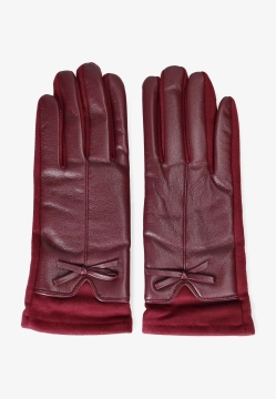 RĘKAWICZKI DAMSKIE Z MIĘKKIEJ SKÓRY EKOLOGICZNEJ I MATERIAŁU DIANA & CO DND8635