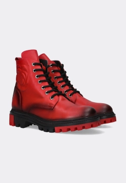 SKÓRZANE BOTKI DAMSKIE Z KWIATKIEM  ARTIKER 53C0796