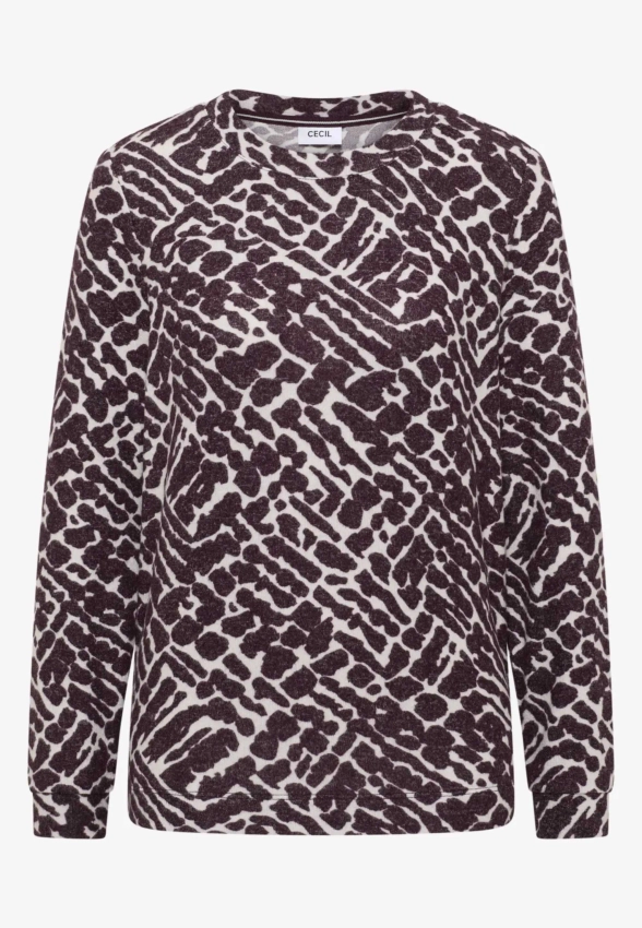 SWETER DAMSKI Z GRAFICZNYM NADRUKIEM Z MIESZAKI WISKOZY CECIL 4 324148