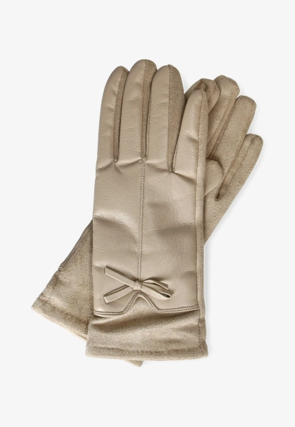 RĘKAWICZKI DAMSKIE Z MIĘKKIEJ SKÓRY EKOLOGICZNEJ I MATERIAŁU DIANA & CO DND8635