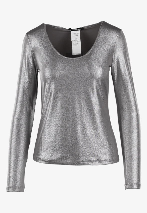 BŁYSZCZĄCA BLUZKA DAMSKA Z DŁUGIM RĘKAWEM PENNY BLACK ILARE