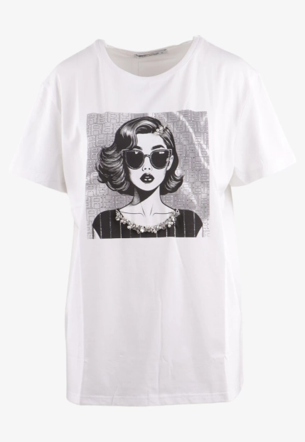 T-SHIRT DAMSKI Z KRÓTKIM RĘKAWEM OZDOBIONY KAMIENIAMI ARTIGLI ACTS003264