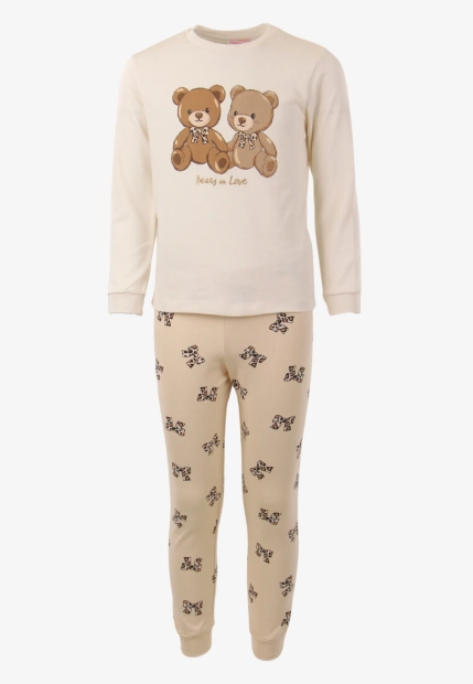 BAWEŁNIANA PIŻAMA DZIEWCZĘCA Z NADRUKIEM W MISIE I KOKARDKI Z ORIGINAL MARINES DFA3782FA