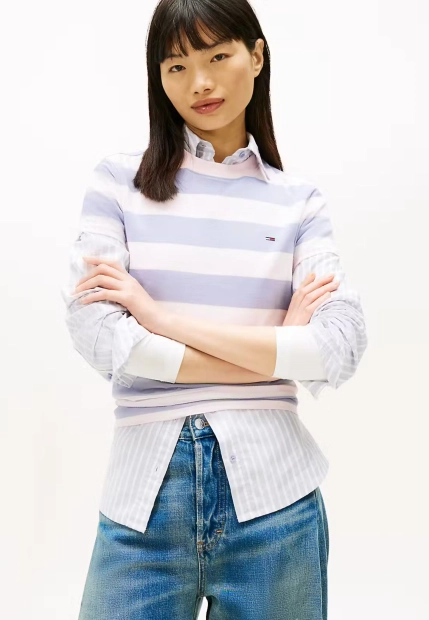 T-SHIRT DAMSKI Z KTÓTKIM RĘKAWEM W PASY TOMMY JEANS DW0DW21834