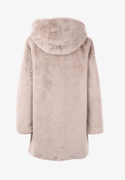 PŁASZCZ DAMSKI ZE SZTUCZNEGO FUTERKA Z KAPTUREM CENSURED CW1881 FRN5