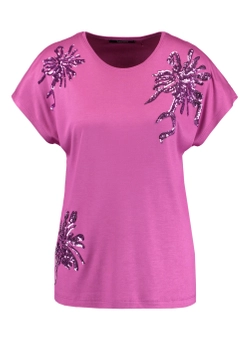 T-SHIRT DAMSKI Z CEKINOWĄ OZDOBĄ TAIFUN 571339-16138