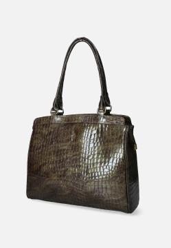 SKÓRZANA LAKIEROWA TOREBKA DAMSKA Z FAKTURĄ KROKODYLA WOJEWODZIC W1948-KFM39-Z