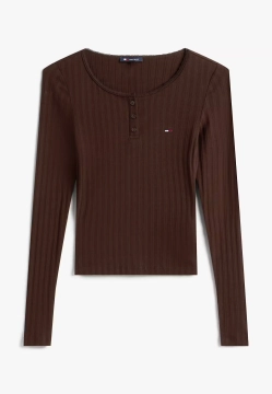 T-SHIRT DAMSKI Z DŁUGIM RĘKAWEM I KORONKOWYM WYKOŃCZENIEM TOMMY JEANS DW0DW21575