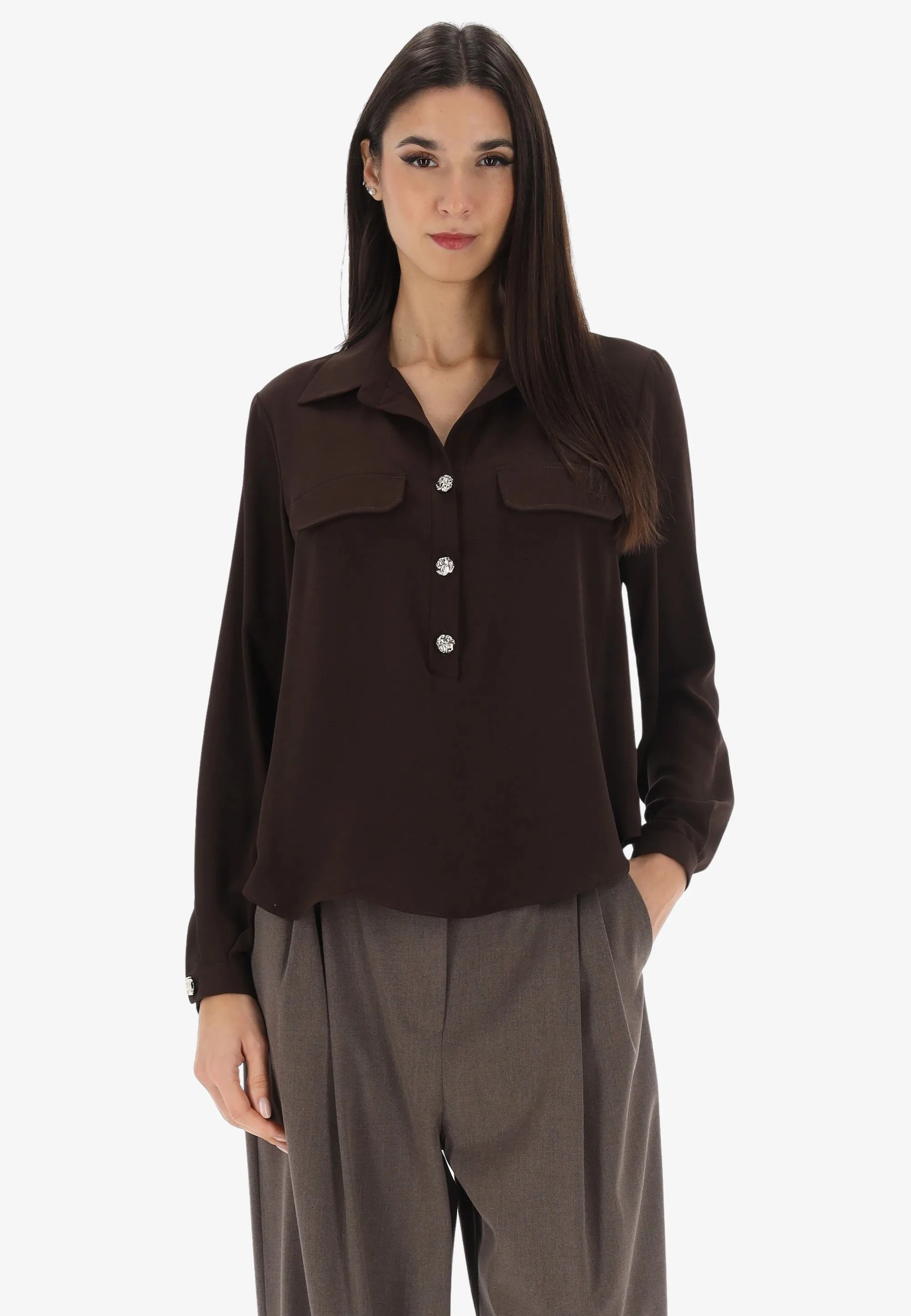 BLUZKA DAMSKA ZE ZŁOTYMI GUZIKAMI TU PER TU Y1190 N18