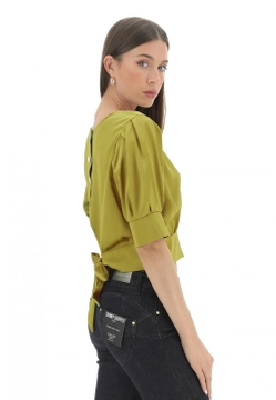 BLUZKA DAMSKA Z ROZCIĘCIEM Z TYŁU I WIĄZANIEM EKS CS1601 DD29