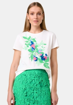 T-SHIRT DAMSKI Z KWIATOWĄ APLIKACJĄ TAIFUN 771333-16133